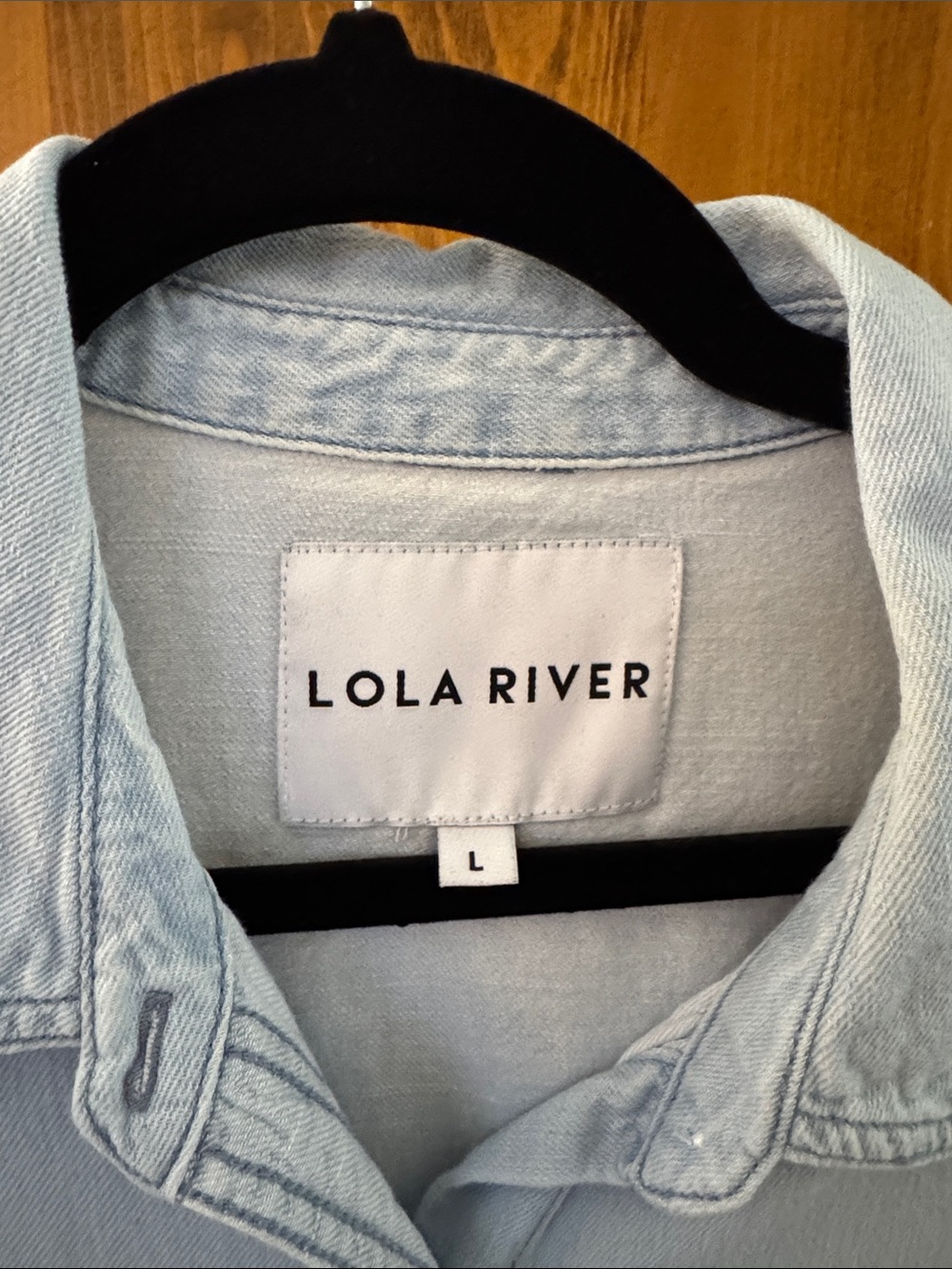 Lola River Light Wash Denim Short-Sleeve Button-Down Shirt - Picture 2 of 6